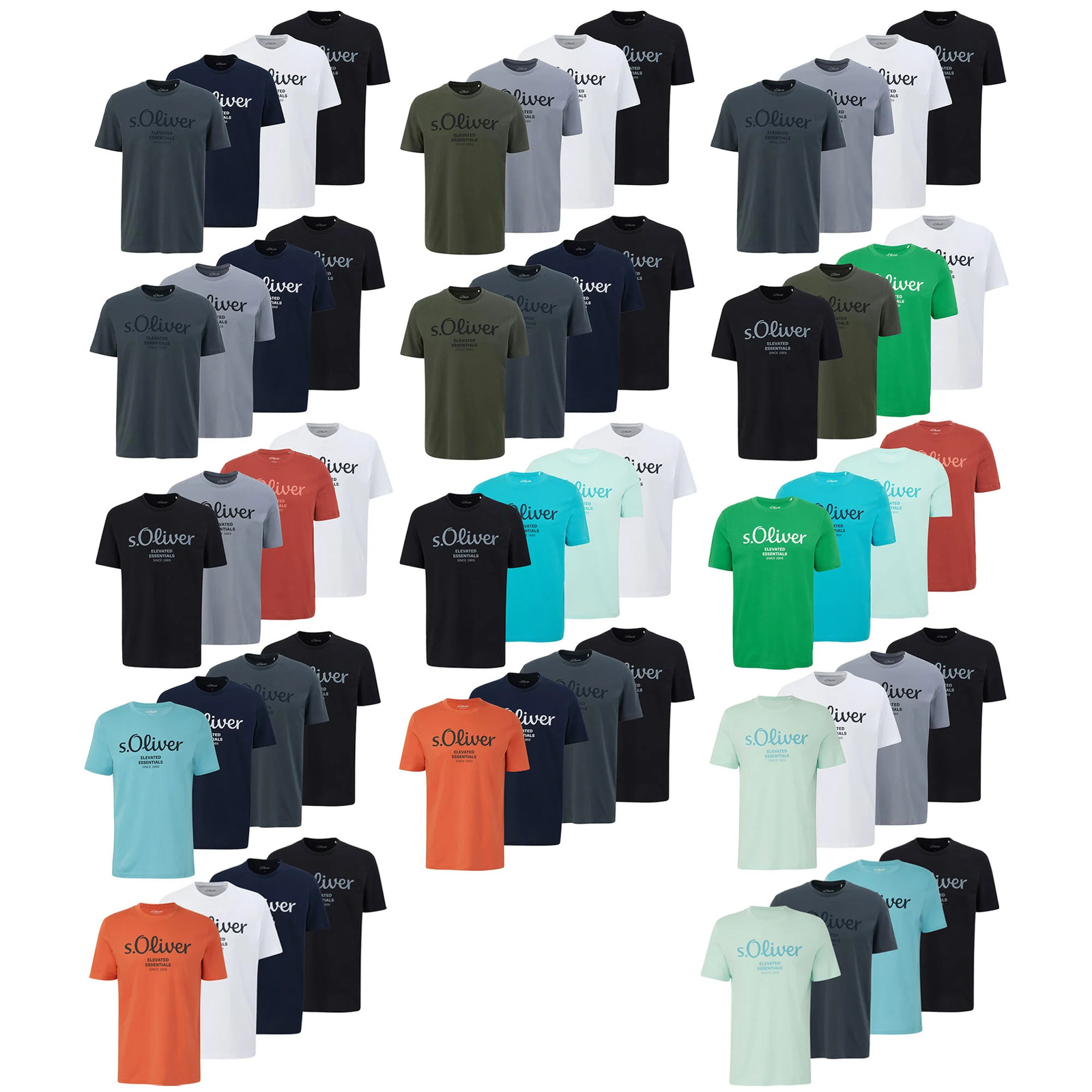 s.Oliver Men’s T-Shirt, 4 Pack – Basic, Logo Print, Crew Neck, Cotton