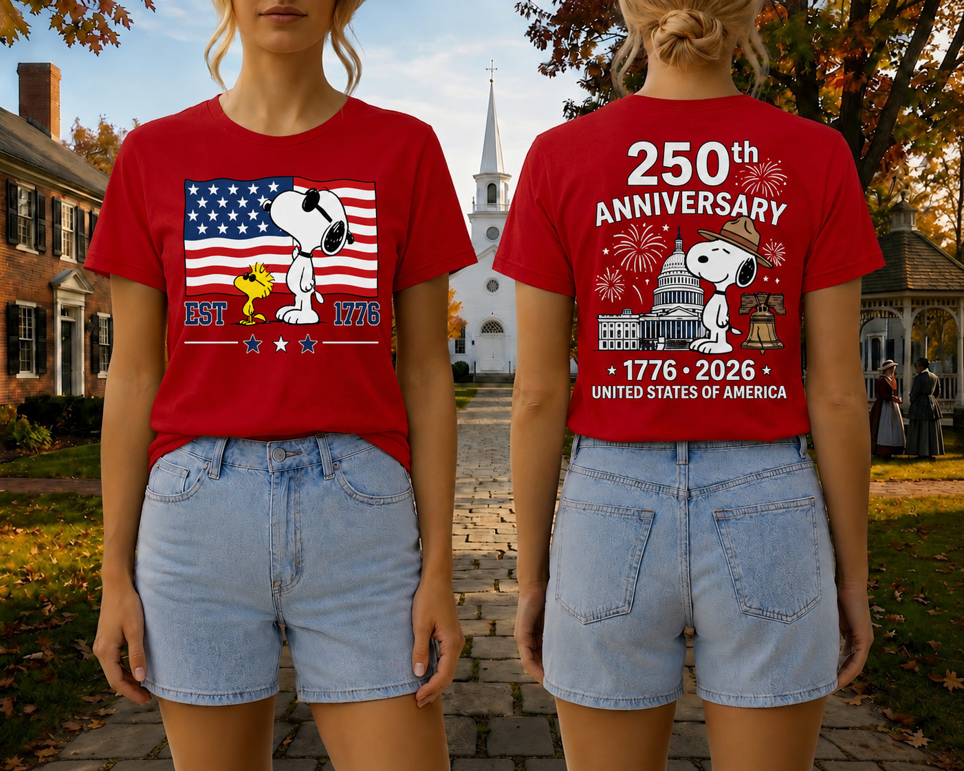 Snoopy 250th Anniversary T Shirt Front Back 1776 2026 America 4th Of July Tee gallery