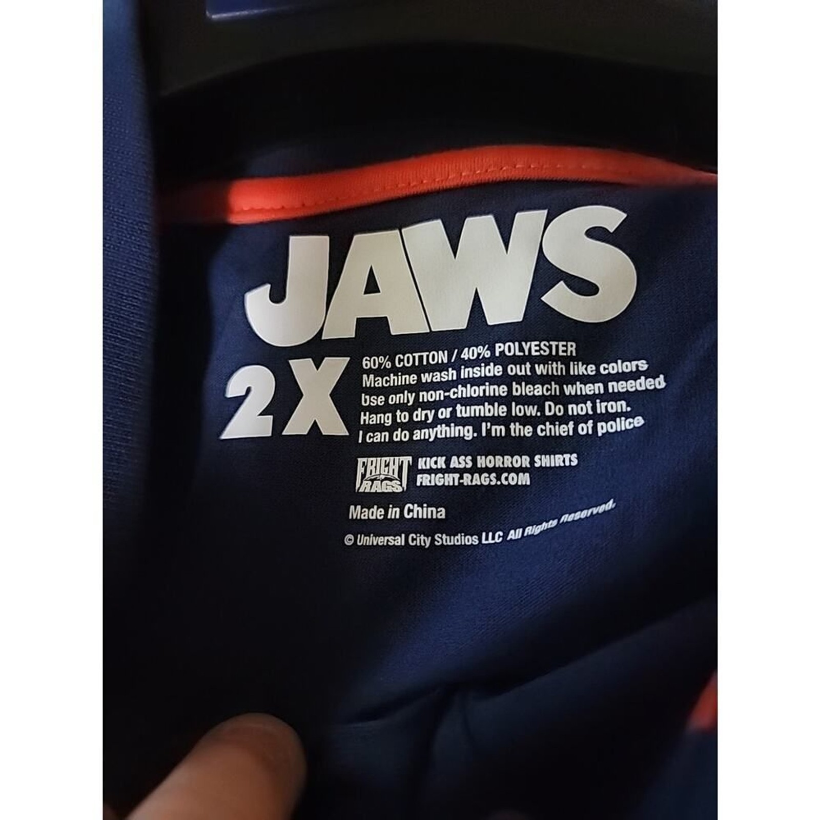 Fright Rags JAWS Blue Golf Polo Movie Shirt Embroidered 2XL Horror Shark New gallery