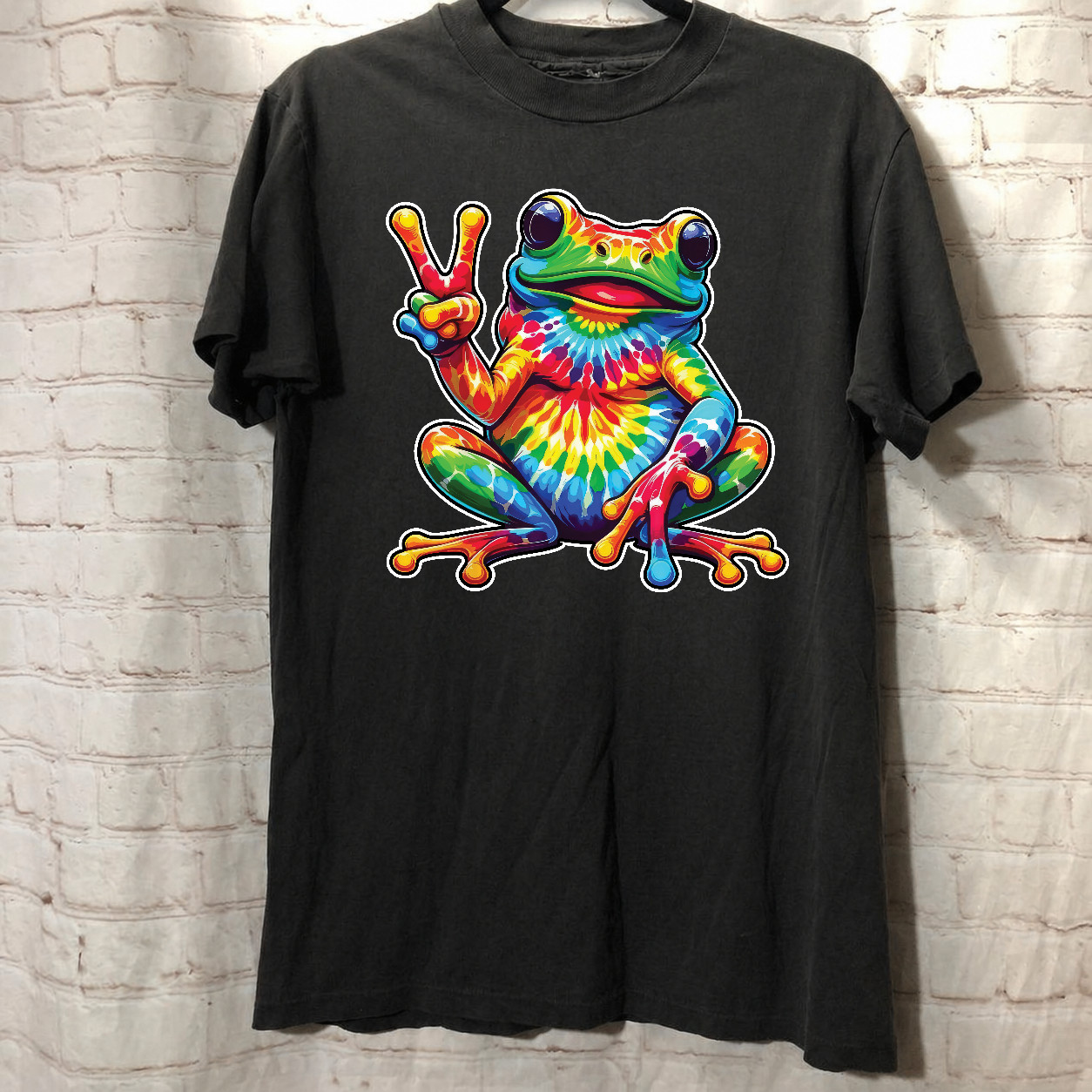 Colorful Tie-Dye Frog Peace Sign T-Shirt - Bohemian Style Graphic Tee gallery