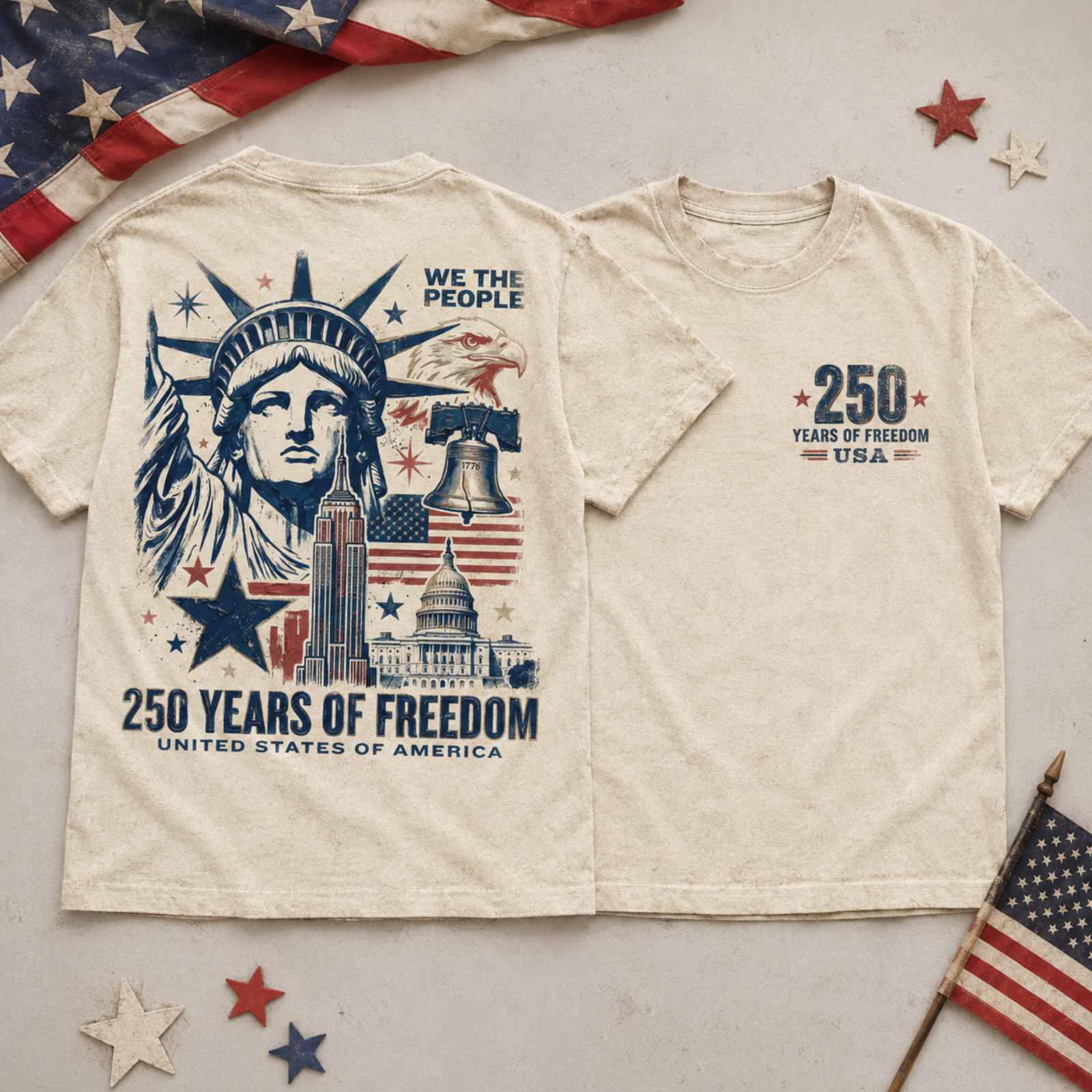 USA 250 Years of Freedom Shirt Men We The People Patriotic Eagle Flag Tee(S-5XL) gallery