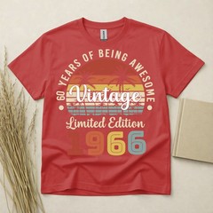 60th Birthday T Shirt Born In 1966 Gift 60 Year Old T-Shirt Vintage Style Tee