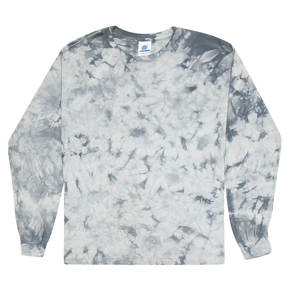 Crystal Wash Silver Long Sleeve Tie Dye T-Shirt Adult Colortone Cotton