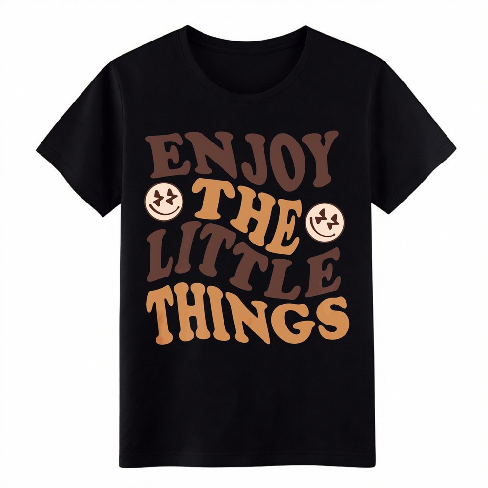 Groovy Washed Print Tee Unisex Enjoy The Little Things Smiley Face Trendy Shirt