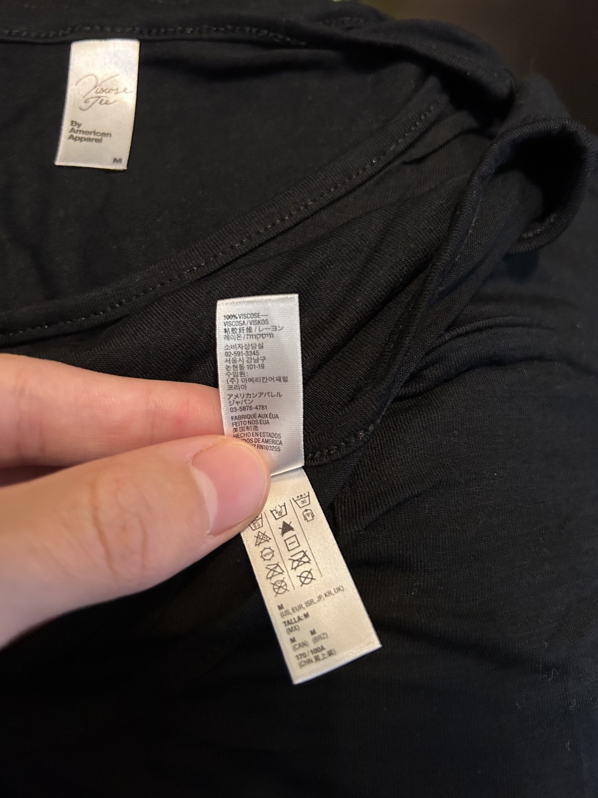 American Apparel Unisex Black Viscose T-shirt Size Medium (Old/Deadstock NWOT) gallery