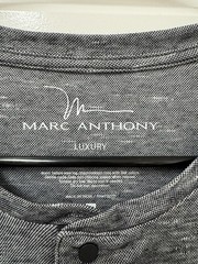 Marc Anthony Luxury Crew Neck Short Sleeve T-Shirt 3 Snap Button Medium A2