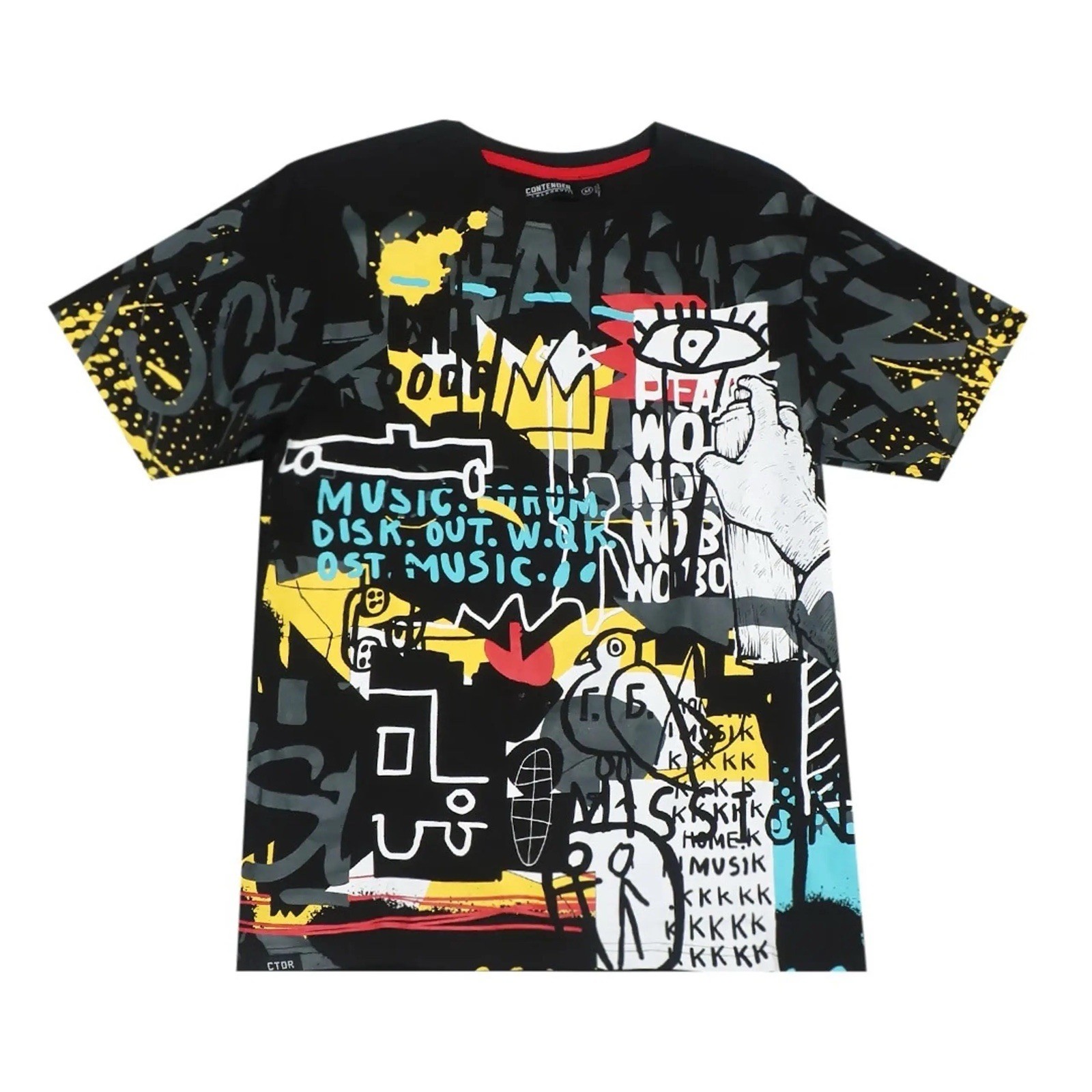 Contender Streetwear Tee New w/ Tags, Abstract Graffiti Print Black Size Small