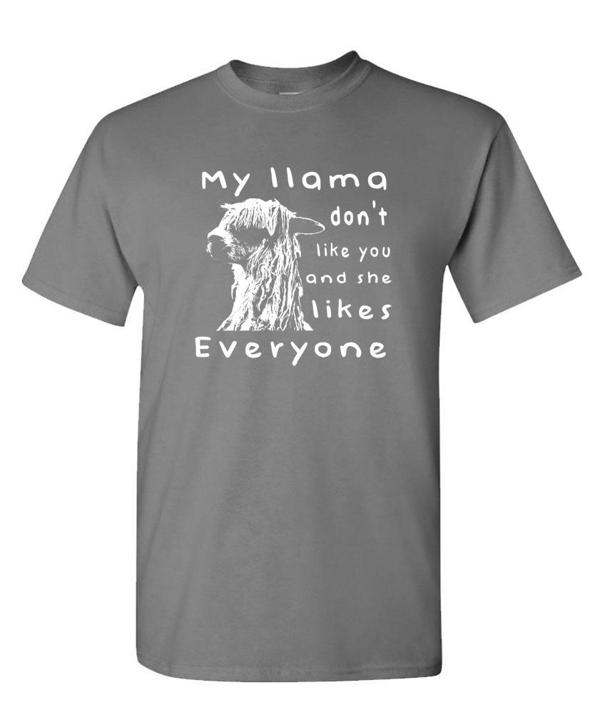 MY LLAMA DOESN'T LIKE YOU - Unisex Cotton T-Shirt Tee Shirt gallery