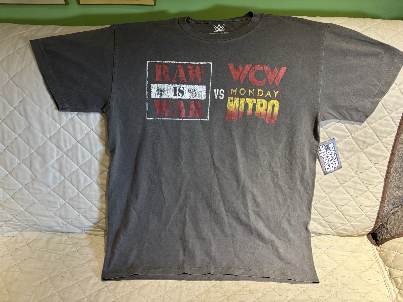 NWT WWE Goodie Two Sleeves Medium Gray Raw Is War WCW Nitro TSHIRT SHIPS FREE gallery