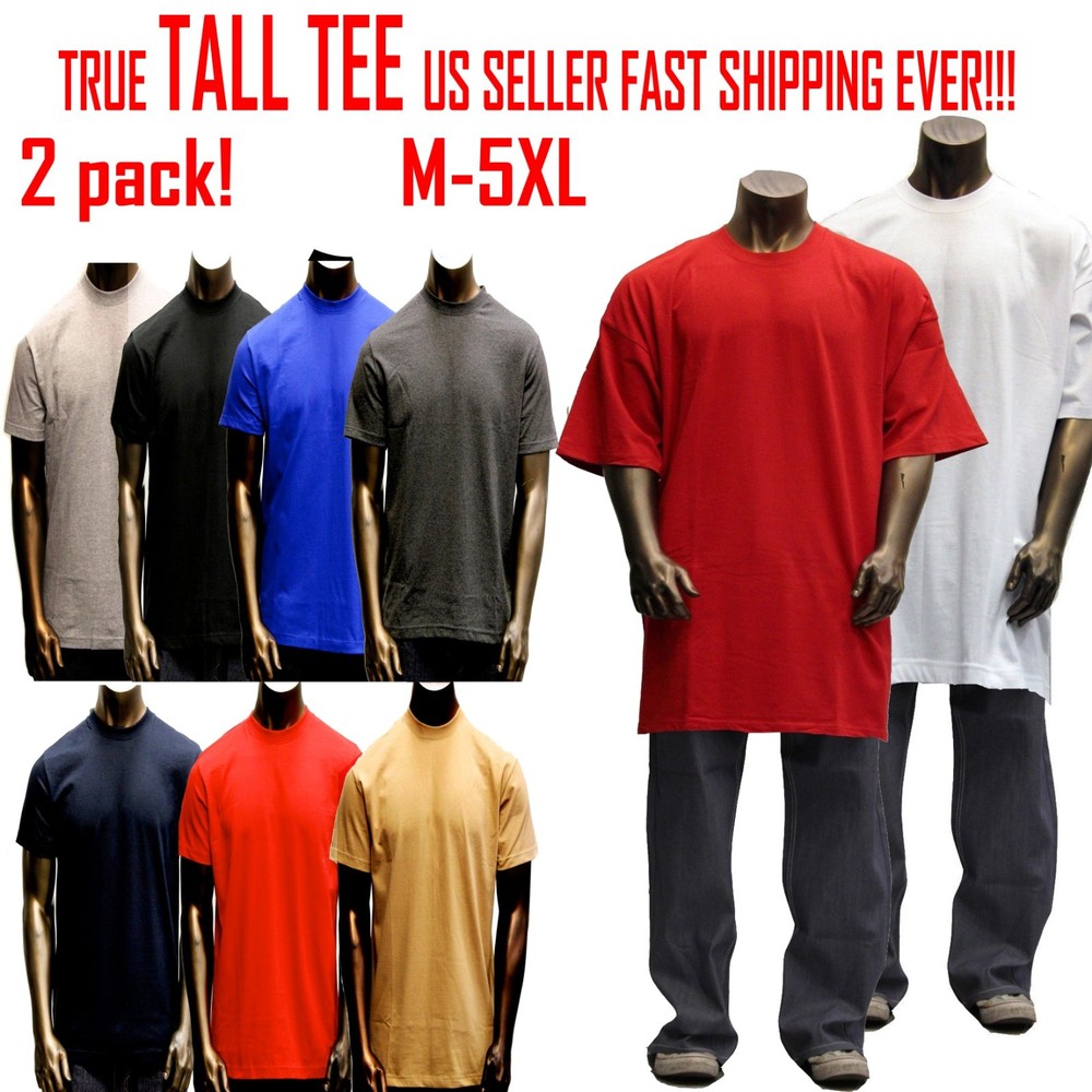 Big and Tall TEE Men Heavy Weight Plain S/S T-shirts Crew Neck Solid 2 pack