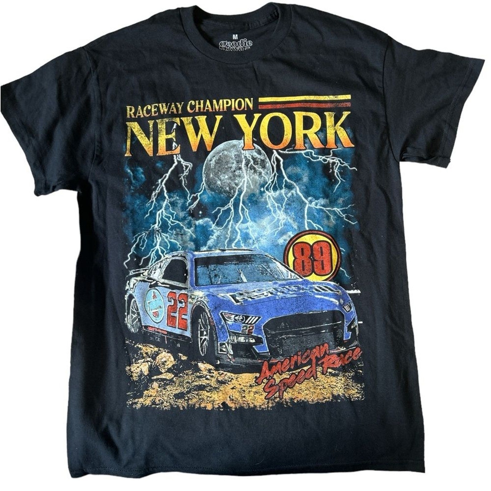Goodie Two Sleeves Mens Raceway Champion New York Racing Graphic T-Shirt Black M gallery
