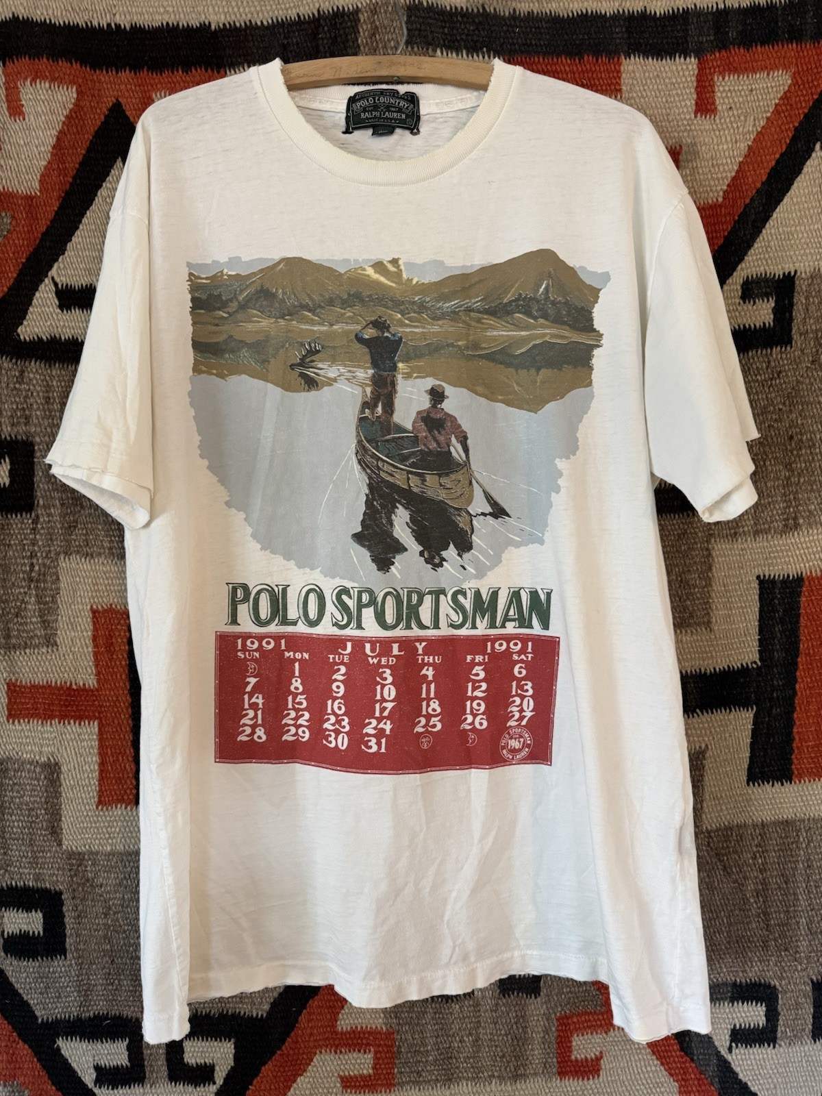 Vintage 1990s 1991 Ralph Lauren Polo Sportsman Calendar Tshirt Size Large Moose gallery