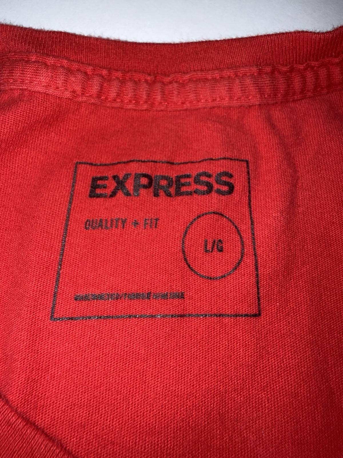 Express Men's Graphic Logo T-Shirt Red Cotton Short Sleeve Size Large gallery