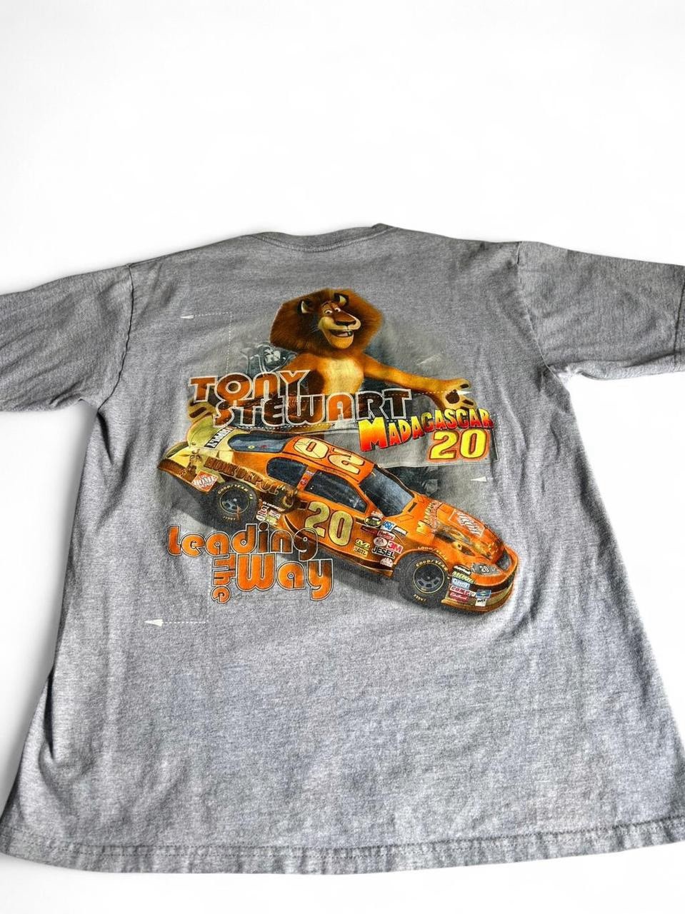 Vintage Tony Stewart #20 Madagascar NASCAR T Shirt Large Chase Authentics Y2K