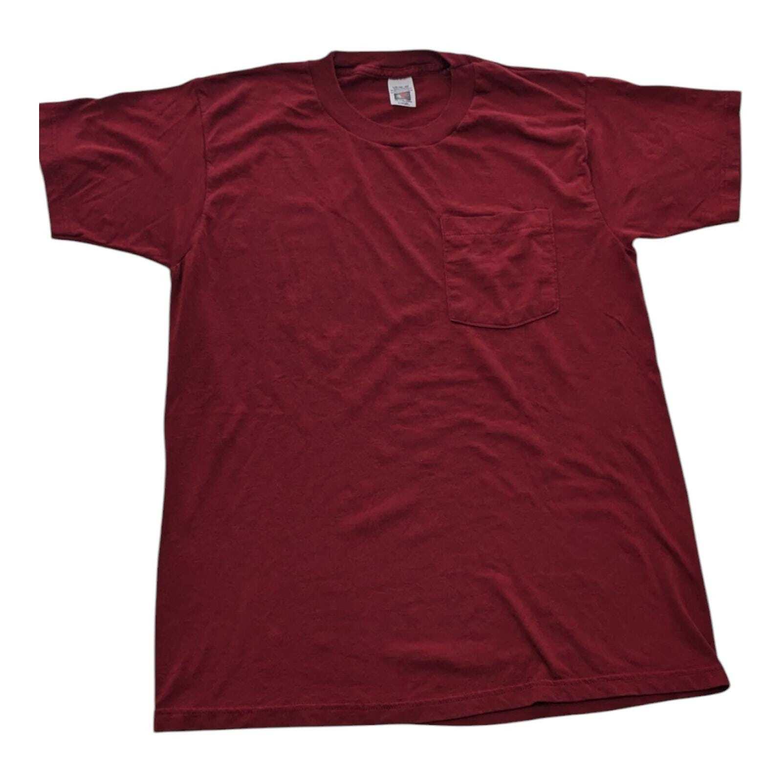Fruit Of The Loom Golden Blend Vintage Blank Blue Pocket T Shirt Large 42-44 gallery