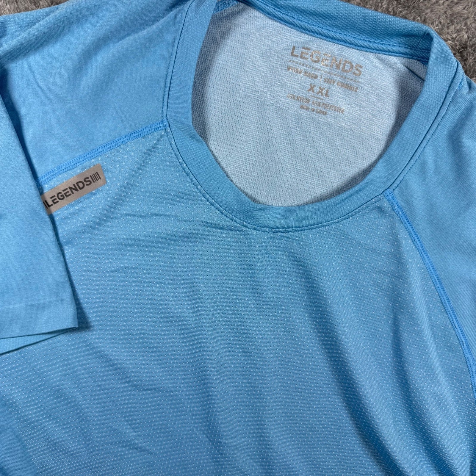 Legends Shirt Mens XXL Blue Performance Stretch Gym Workout Tee Athleisure gallery