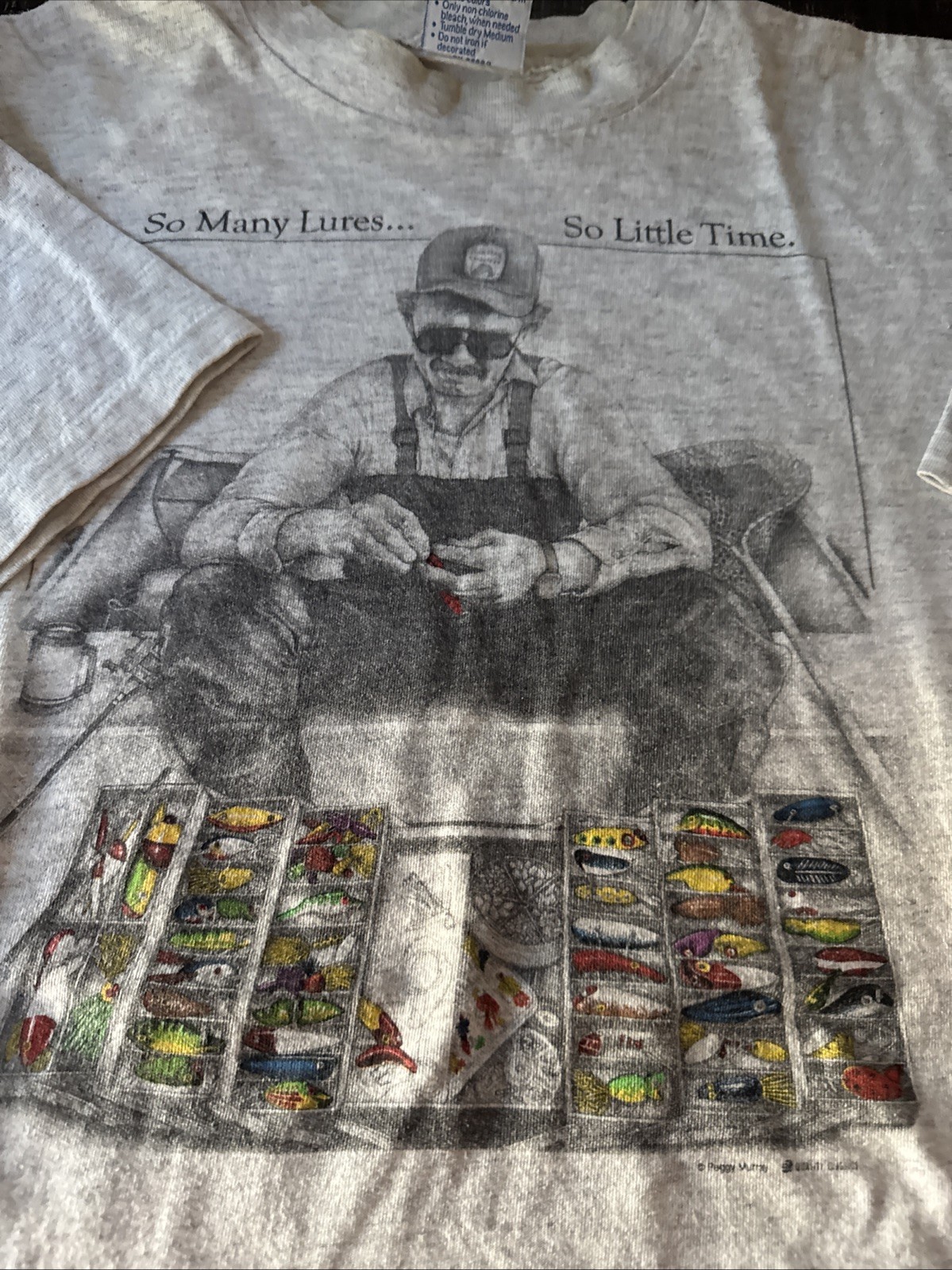 Vintage "So Many Lures So Little Time" Fishing Graphic T Shirt Men's Size XL USA gallery