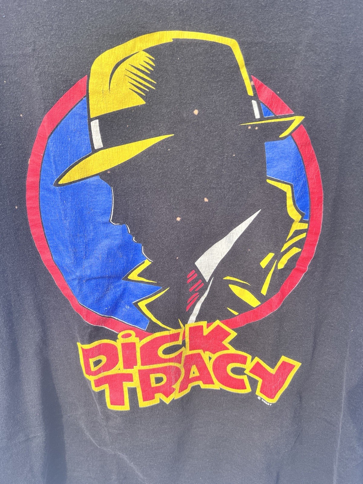 VINTAGE 1980s 1990s Dick Tracy T-Shirt , XL Disney Black ORIGINAL Flaws gallery