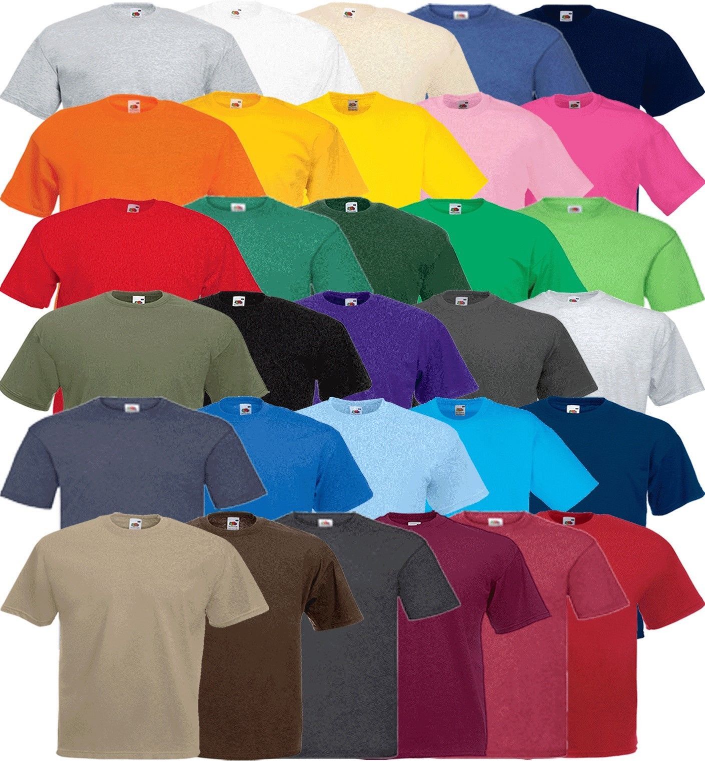 FRUIT OF THE LOOM 5/10 PACK PLAIN RANDOM MIXED COLOURS T-SHIRTS UNISEX BARGAIN!