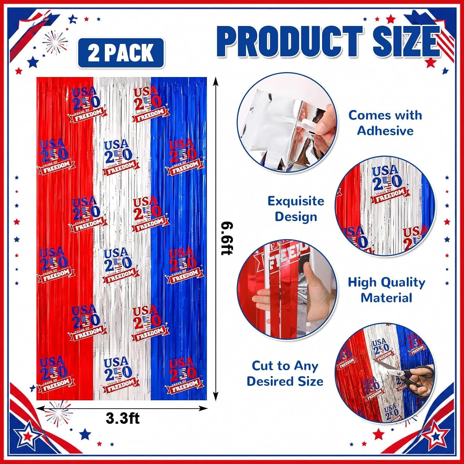 4Th of July Decorations - 2 Pack Red White and Blue Streamer for 250Th Anniversa gallery
