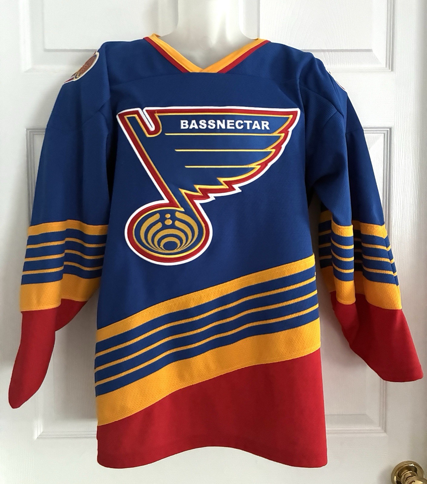 Rare Bassnectar 808 ATS Hockey Jersey St. Louis Blues DJ Sewn Patches S/M