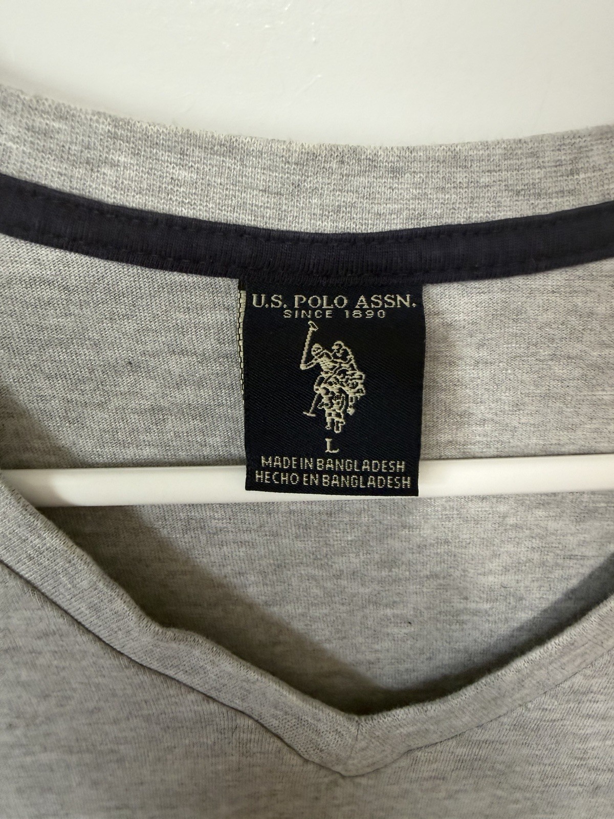 U.S. Polo Assn. Men's Gray V-Neck Short Sleeve Cotton Blend Logo Tee L gallery