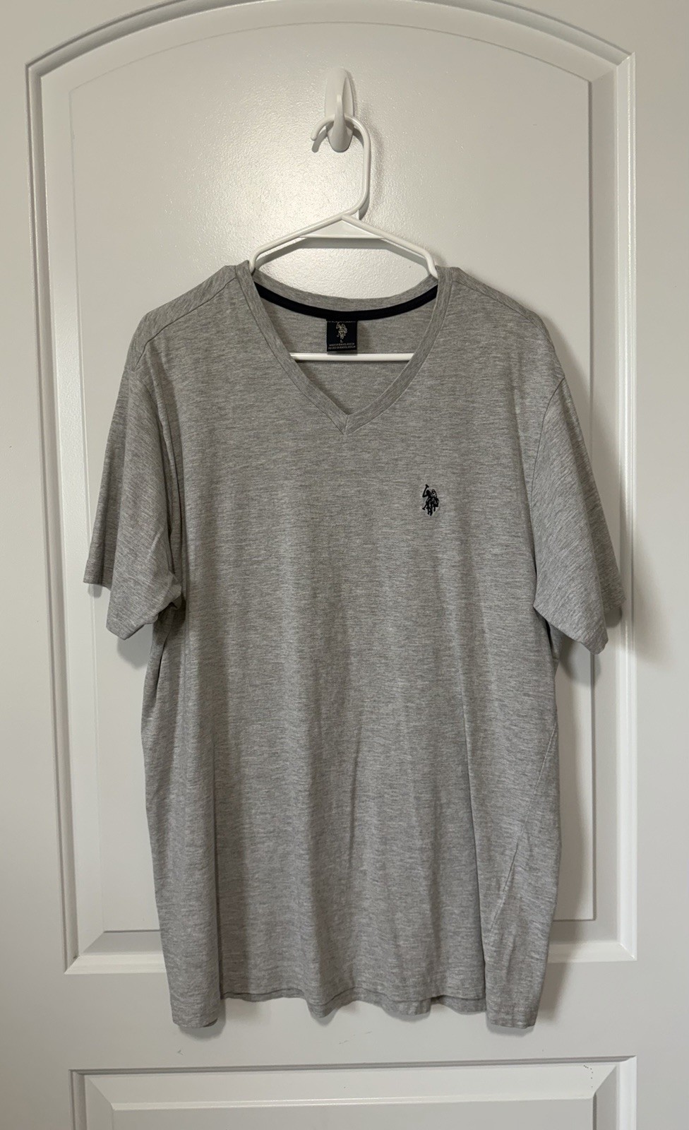 U.S. Polo Assn. Men's Gray V-Neck Short Sleeve Cotton Blend Logo Tee L gallery