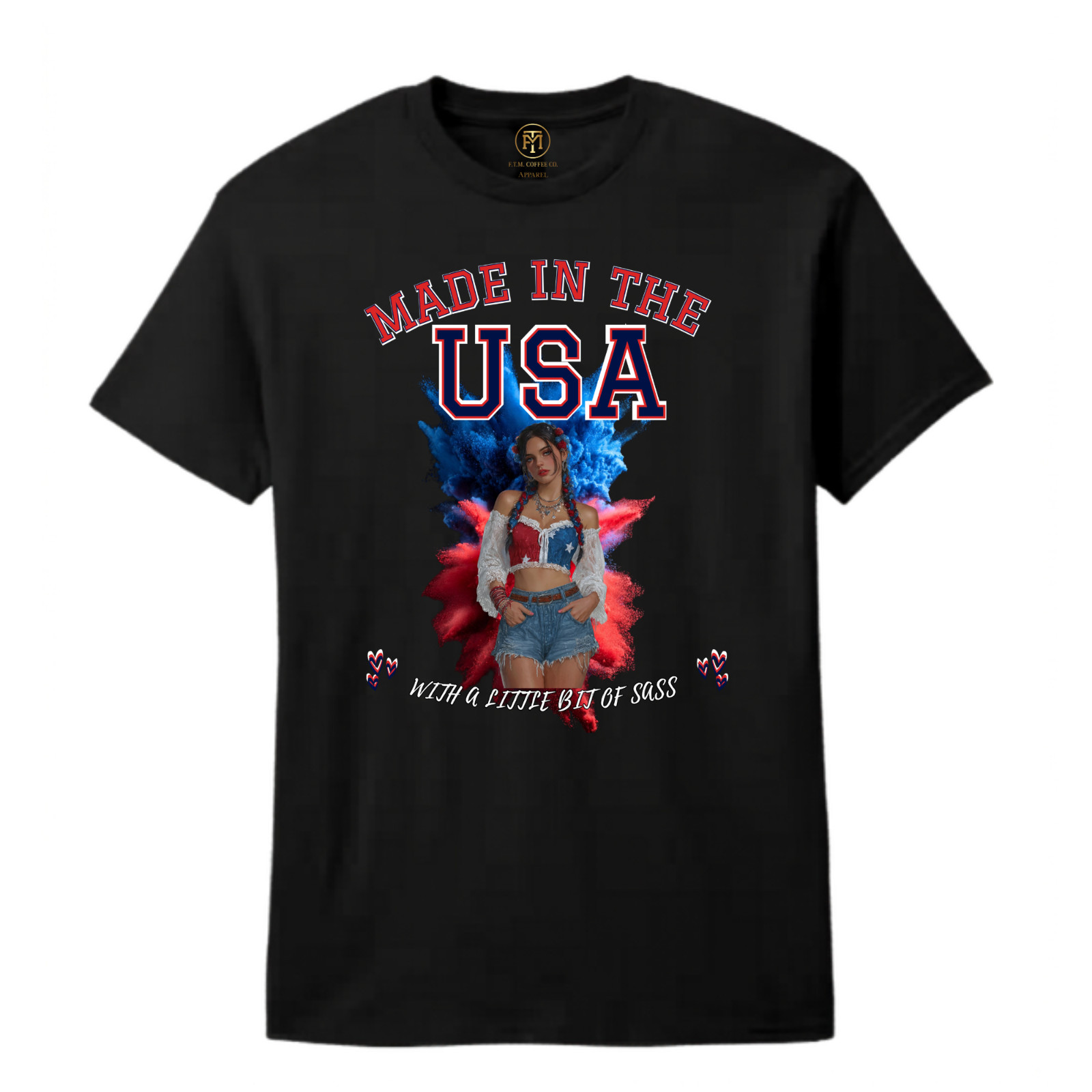 Made In The USA With A Little Bit Of Sass Patriotic Pin Up Shirt S-3XL gallery