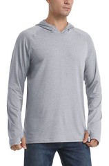 UPF50+ Men’s Sun Protection Long Sleeve Hoodie Fishing Hiking Casual Sport Shirt