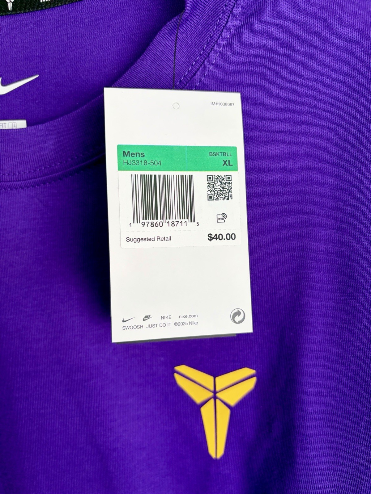 Nike Kobe Mentality Loose Fit T-shirt Purple Sz XL Black Mamba HJ3318-504 NWT gallery