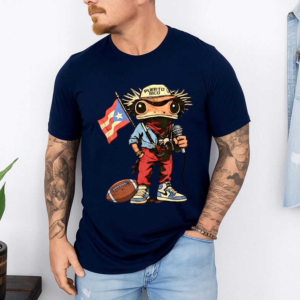 Puerto Rico Coqui Frog Funny Football Unisex T-Shirt gallery