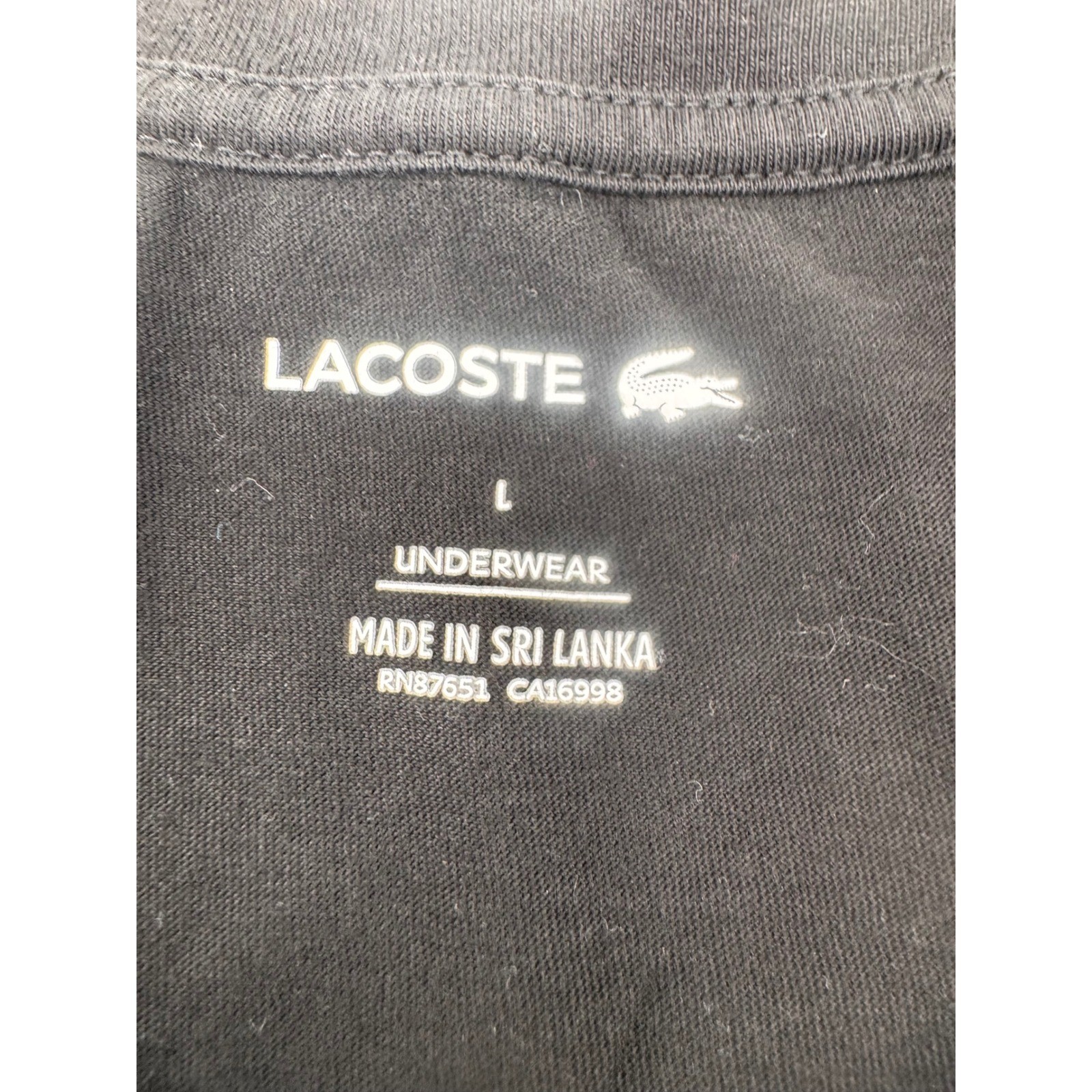 Lacoste Mens Black Crew Neck T Shirt Underwear Size L Made in Sri Lanka gallery