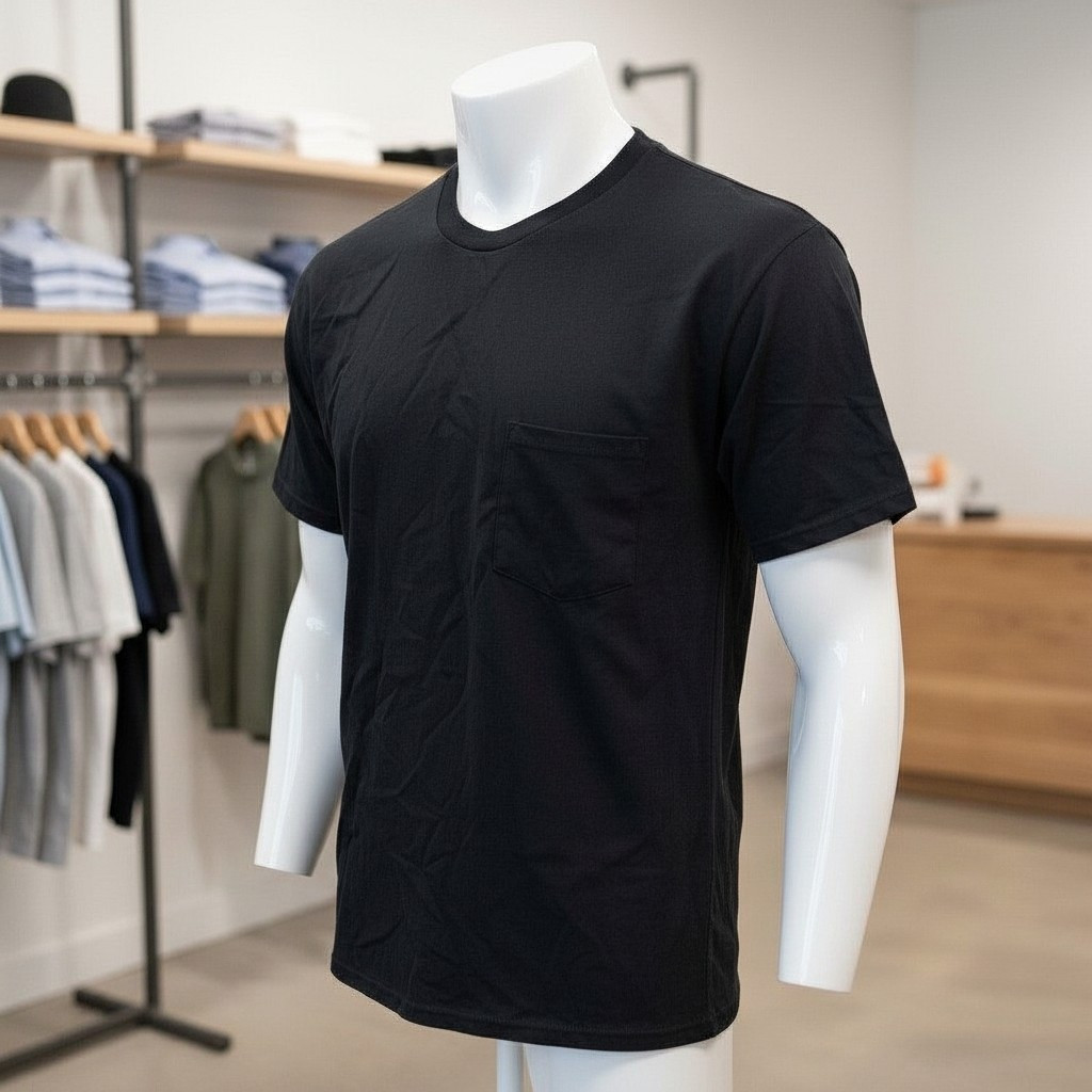 5 PK Delta Magnum Weight Black Pocket T-Shirts Adult Large Preshrunk Cotton gallery