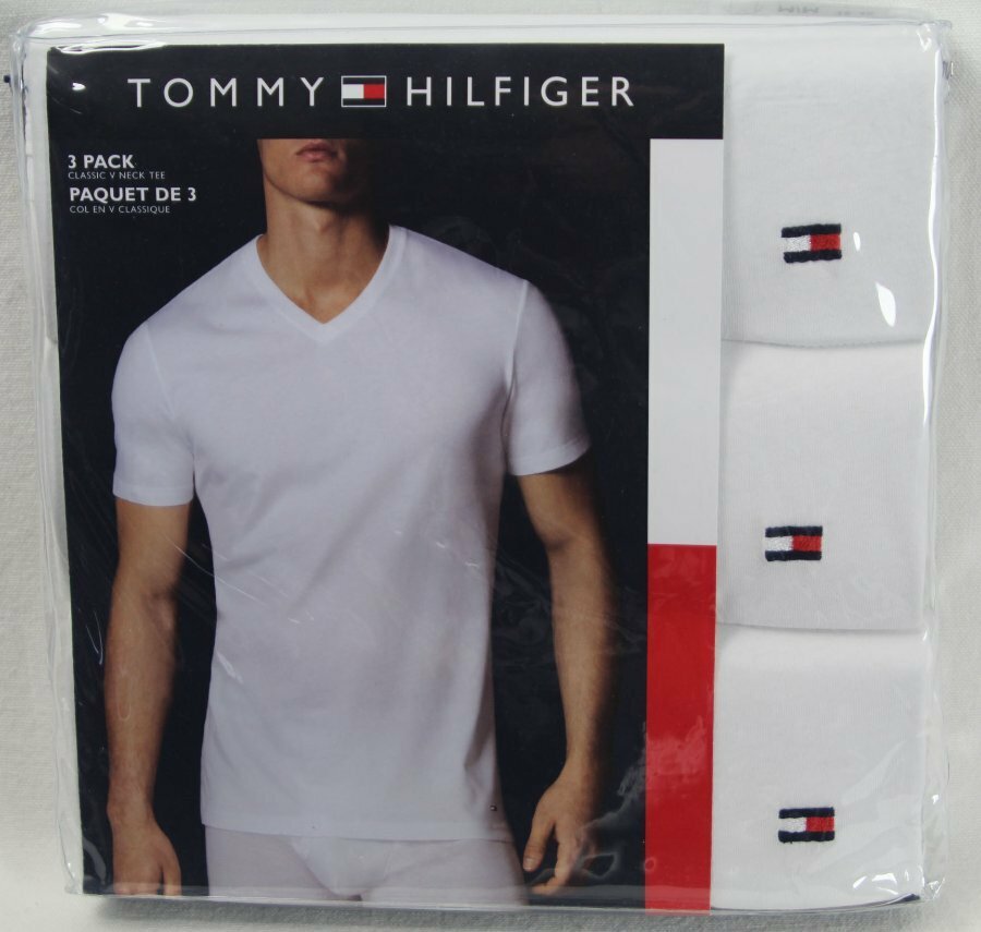Tommy Hilfiger 3 pack White Classic V-Neck T-shirts Tee NWT