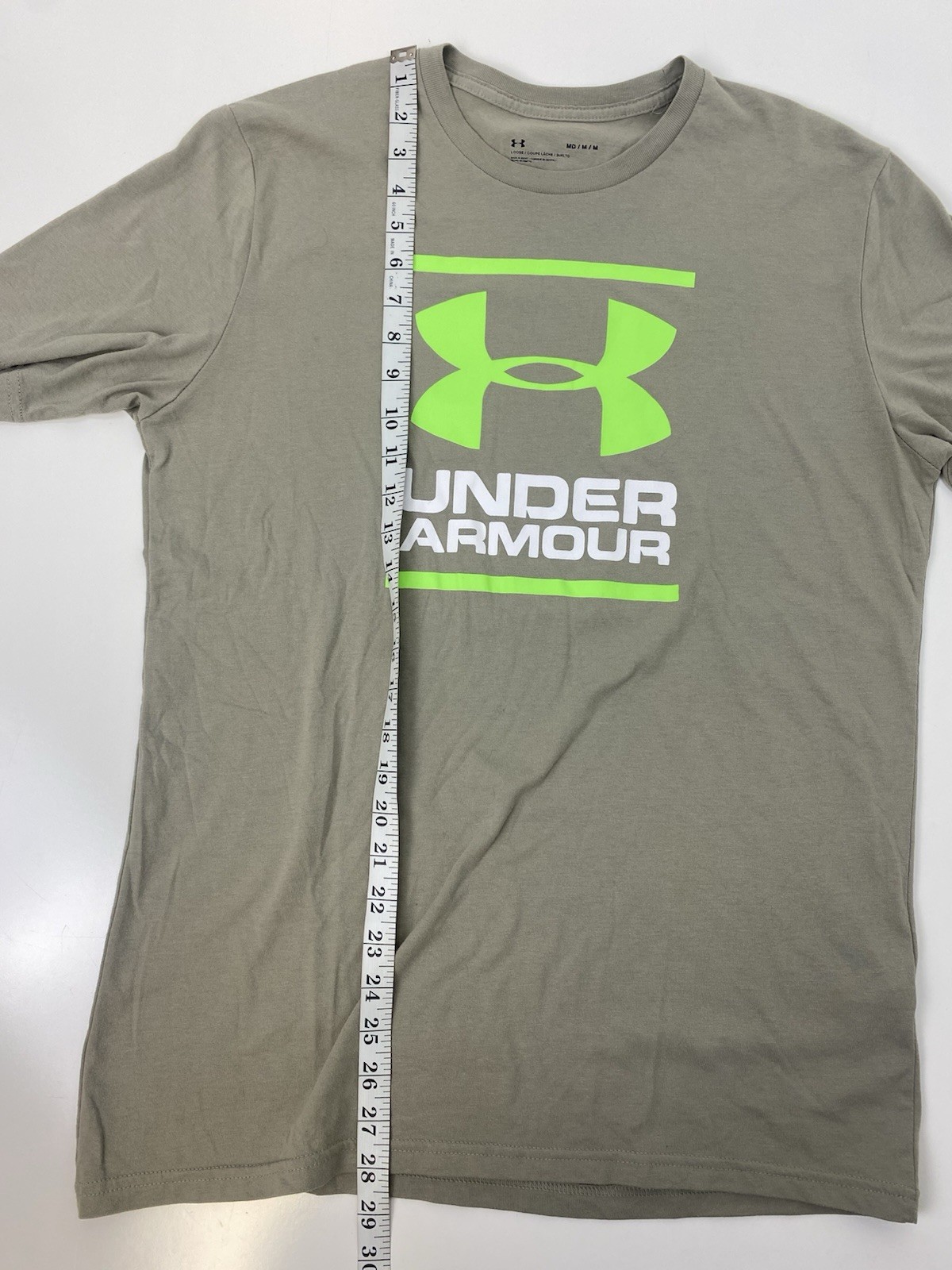 Under Armour Green/Gray Graphic Logo Crew Neck Short Sleeve Loose Tee Men M gallery