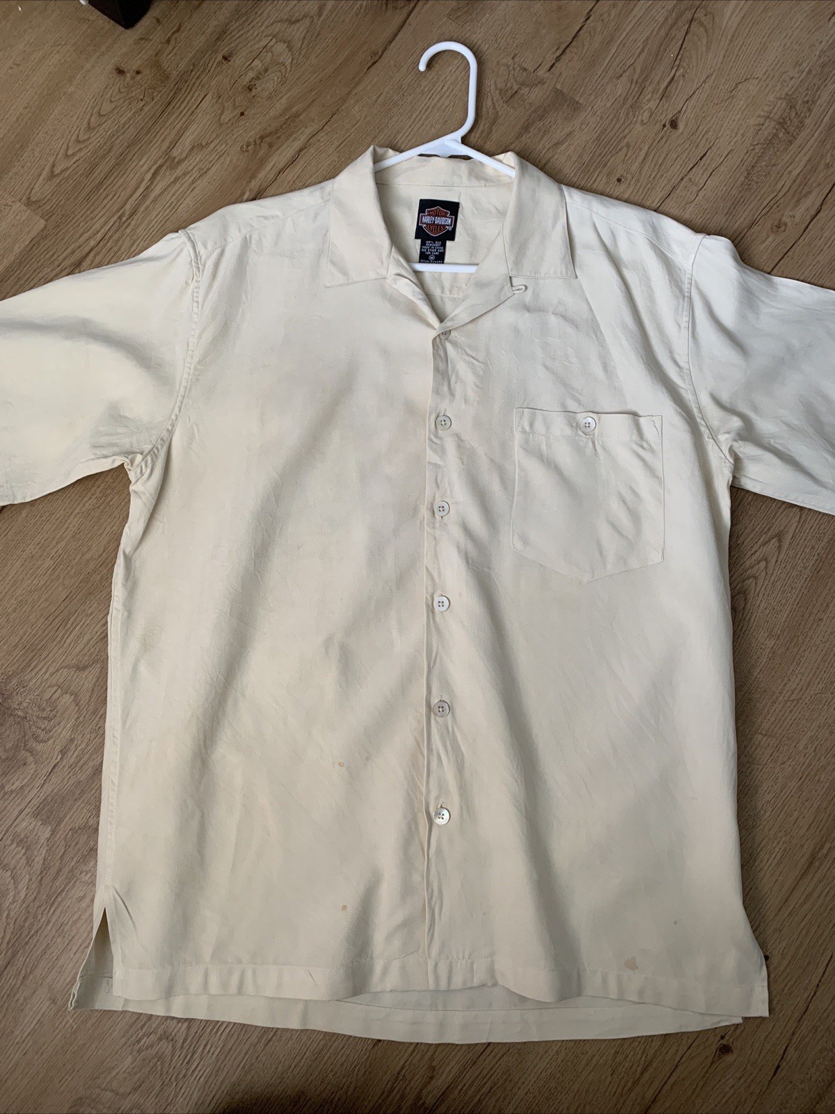 Harley Davidson Silk Mens Shirt 9x14 embroidered back panel Size M - Read Desc gallery