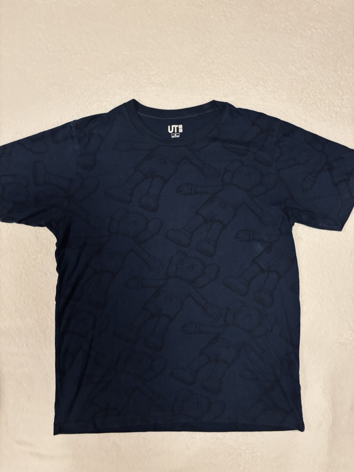 KAWS All Over Print Crew Neck Companion Blue Uniqlo UT Size M Slim Fit gallery