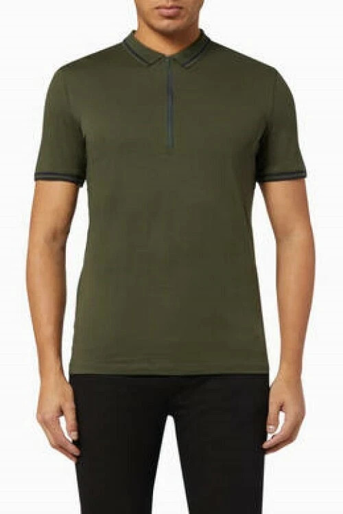 Armani Exchange Cotton Quarter-Zip A|X Logo Short-Sleeve Men Polo Tee Shirt New gallery