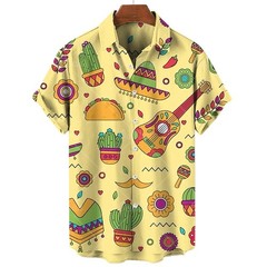 Mens Button Down Piñata Taco Mexican Hawaiian Top Novelty Fiesta Party Shirt