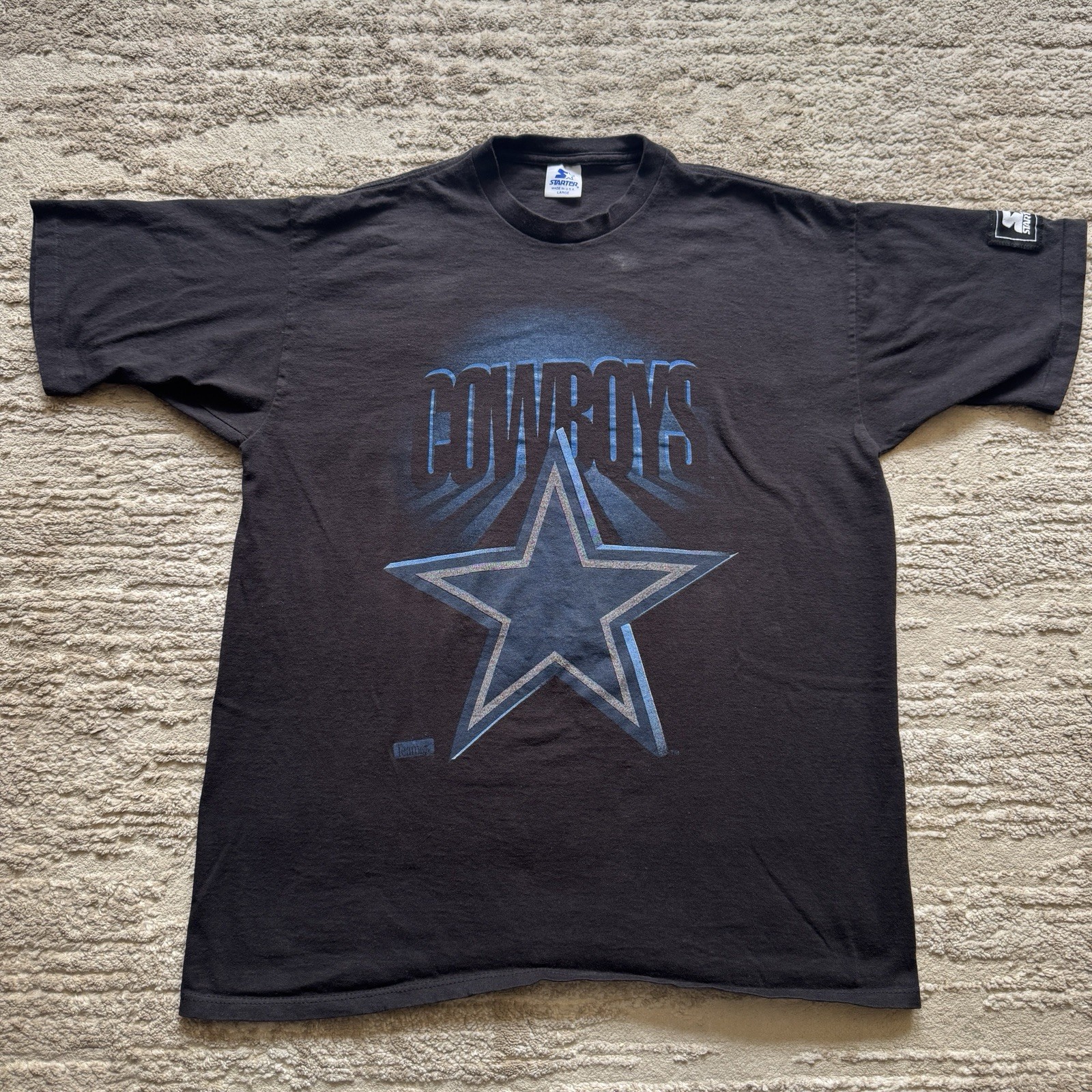 Vintage 90s Starter Dallas Cowboys Tee Mens Large Black NFL Football Tee USA gallery