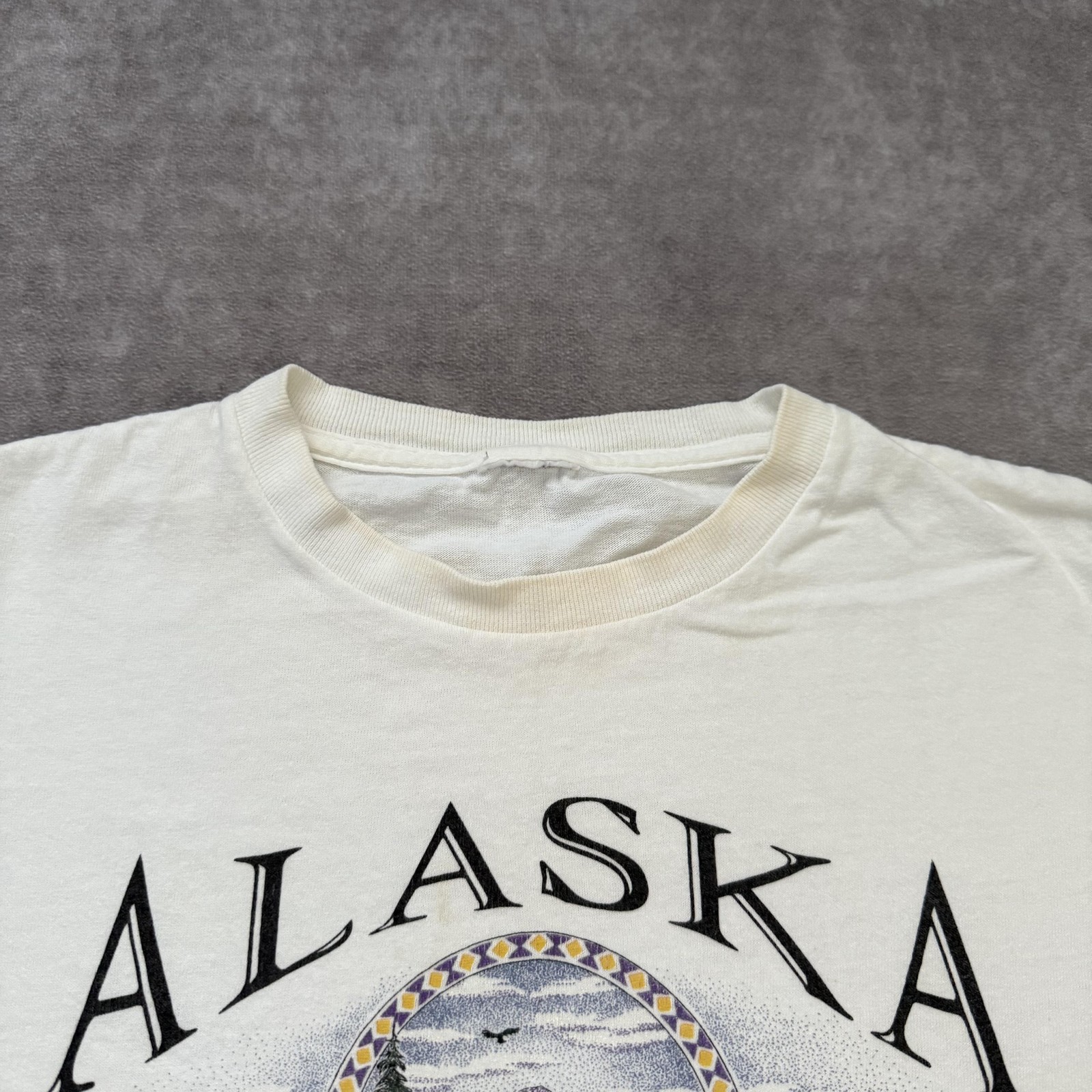 Vintage Alaska Last Frontier Shirt Mens S White Wildlife Moose Bear Graphic Tee gallery