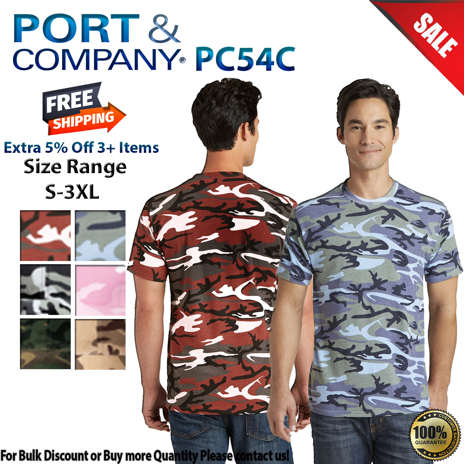 Port & Company PC54C Mens Short Sleeve Core Cotton Camo Crew Neck T-Shirt gallery