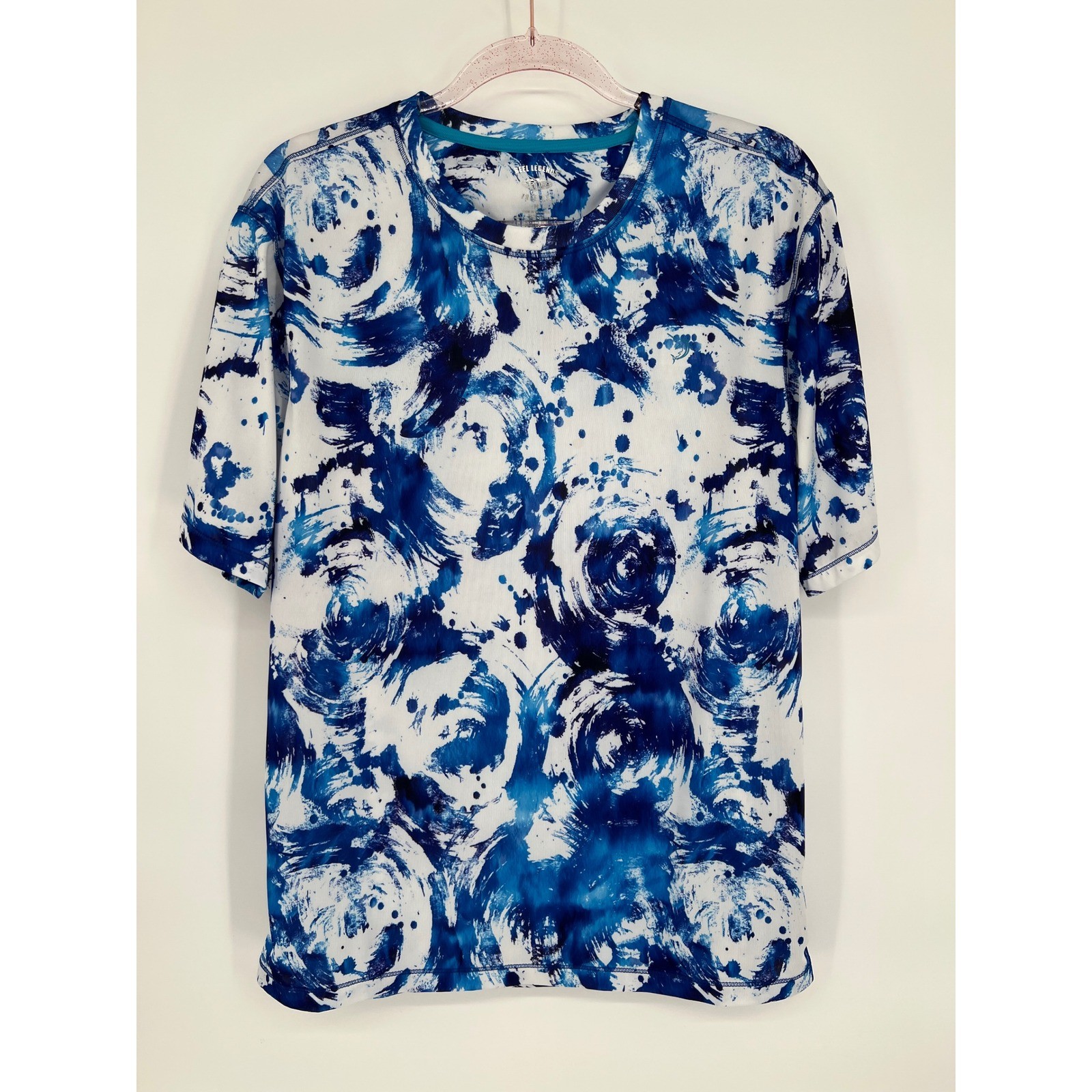 Reel Legends Freeline T-Shirt Blue White Graphic Print Short Sleeve Mens M
