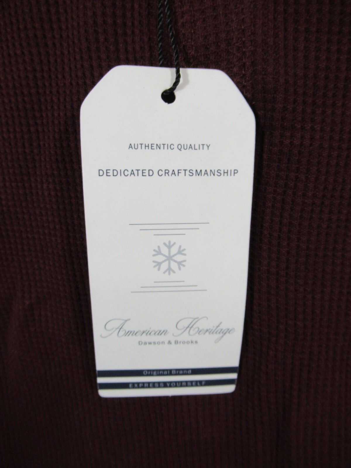 NEW Dawson & Brooks Thermal Henley Shirt Men Medium Burgundy American Heritage gallery