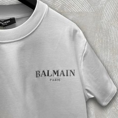 Balmain White T-shirt with Silver Logo on Heart – Size 2XL – Paid Duty