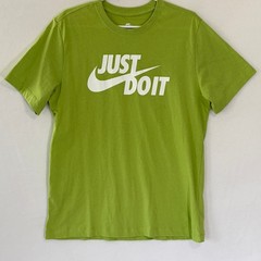 Nike Tee Mens Large Green White Just Do It Swoosh Big Logo Short Sleeve