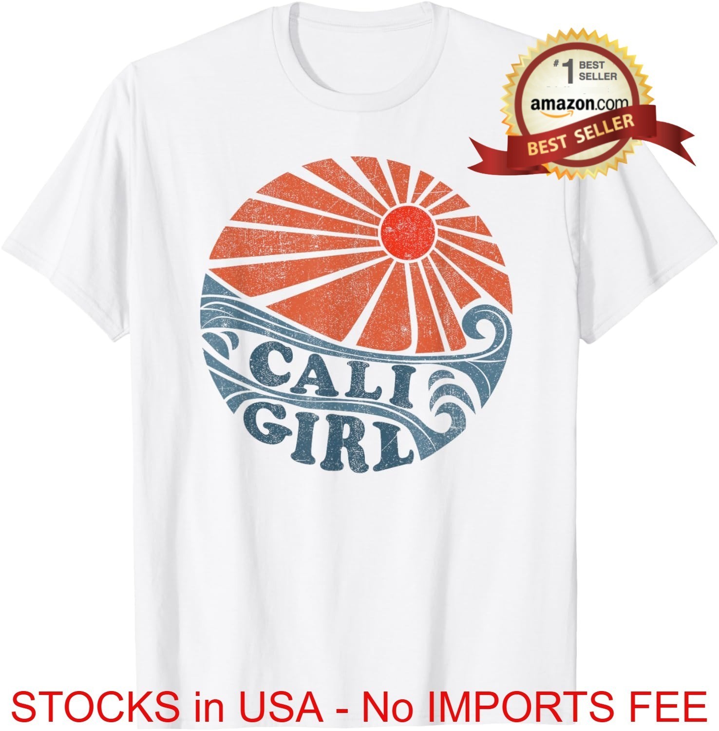 Vintage Cali Retro Beach California Vacation T-Shirt Cute Womens Gift Tee