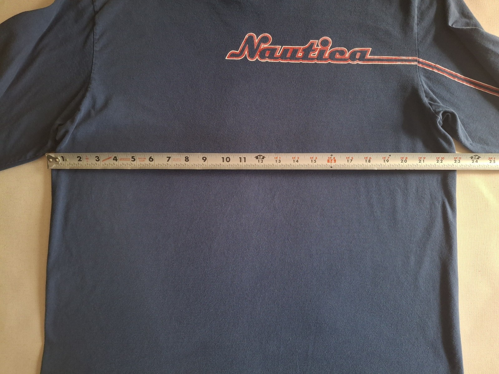 Vintage Y2K Nautica Script Logo Sleece Graphic Men's XXL Long-Sleeve Graphic Tee gallery