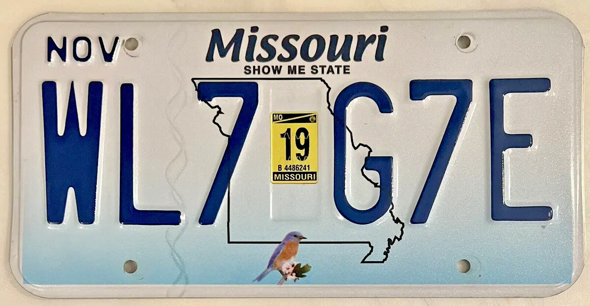 Missouri Show Me State “Bluebird” Automobile License Plate – RANDOM SELECTION