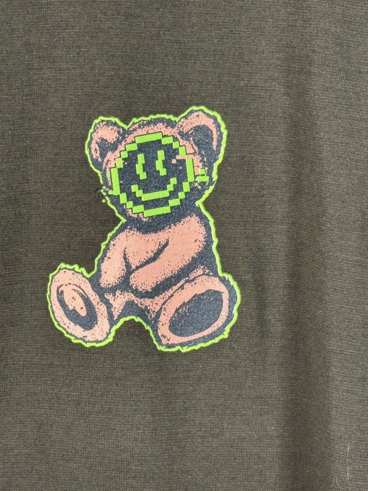 OG Legend Mens M Brown Graphic T-Shirt Neon Teddy Bear Worldwide Streetwear gallery